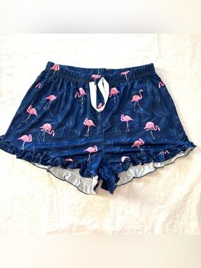 NWT Flirty Flamingo Pink Navy Flamingo Ruffle PJ Shorts